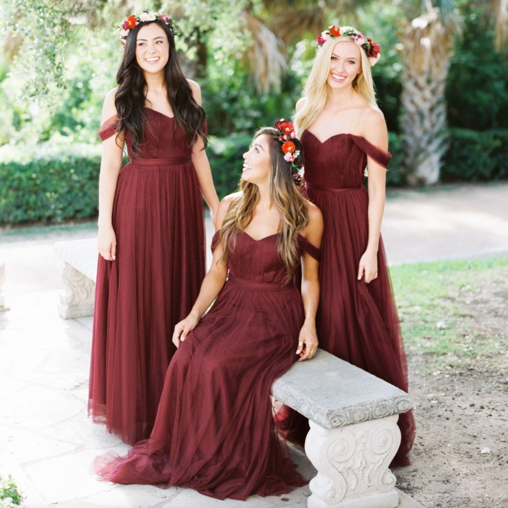 Revelry Rosalie Tulle Convertible Bridesmaid Dress Cabernet 12/14 (Tag 16)